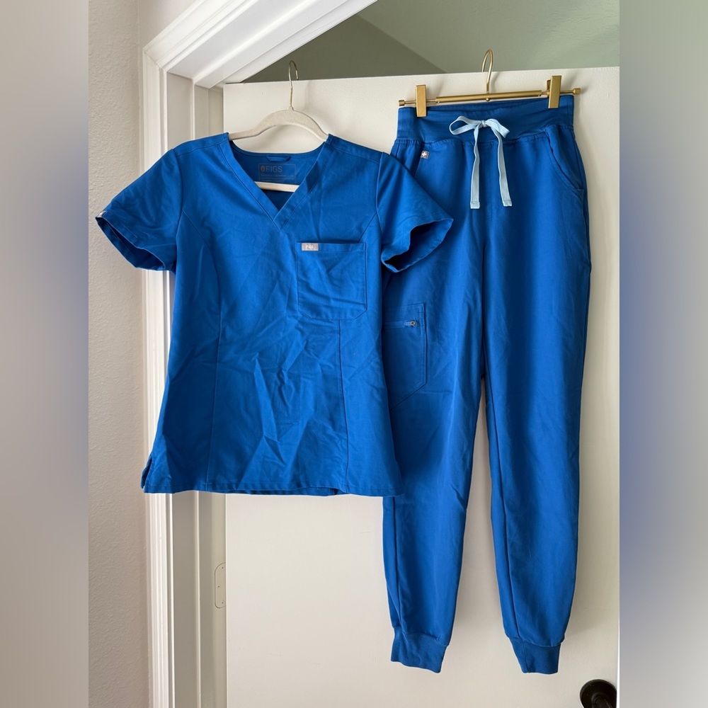 Lightly worn royal blue figs scrub set